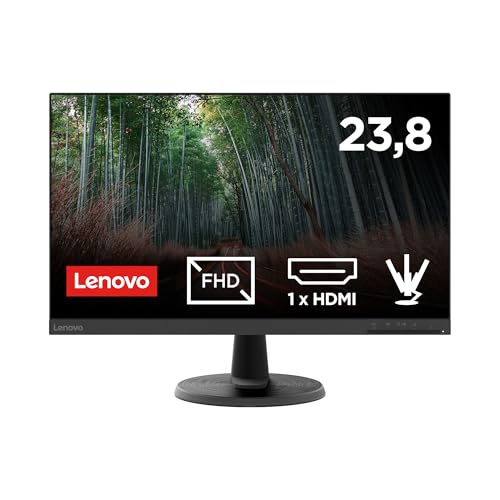 Lenovo D24-45 Monitor 24" Fhd (1920X1080), 4Ms, 75Hz, Frameless, Amd Freesync, Schermo Opaco Antiriflesso, Regolabile In Inclinazione, Hdmi E Vga, Ves