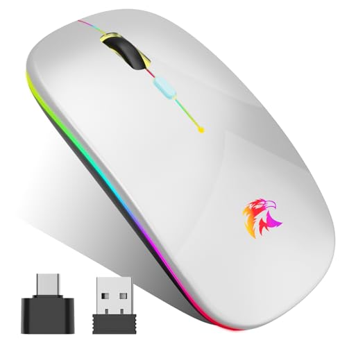 Mouse Wireless Ricaricabile, Mouse Bluetooth E 2,4 Ghz Con Mini Ricevitore Usb, 1600 Dpi Mouse Senza Fili, Silenzioso, Mauser Wireless Compatibile Con