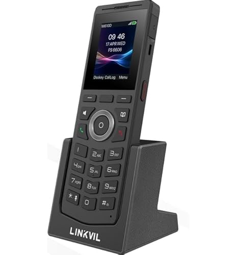 Linkvil W610D Dect Cordless Phone, Bluetooth 5.0, 3.5Mm Headphone Jack, Push To Talk, 1.8M Drop Resistant, Black
