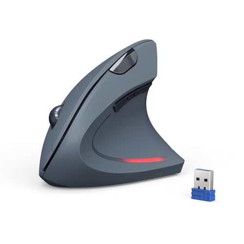 Tecknet Mouse Verticale, 4800 Dpi Mouse Wireless Ergonomico, Protegge Il Braccio, Mouse Senza Fili 6 Pulsanti Per Pc, Laptop, Mac, Grigio