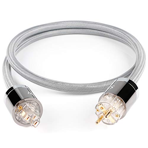 Skw Audiophile High-End Cavo Di Alimentazione, Cavo Di Alimentazione Da Spina Schuko A Presa, Spina-Eu Per Subwoofer, Amplificatore, Dv/Av (Grigio,1M)