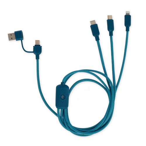 Legami - Cavo 3 In 1 Di Ricarica E Sincronizzazione Three Hugs, Tema Cactus, 5 Connettori, Con Adattatore Tipo-C-Usb, Ricarica Veloce Fino A 60 W/3A,