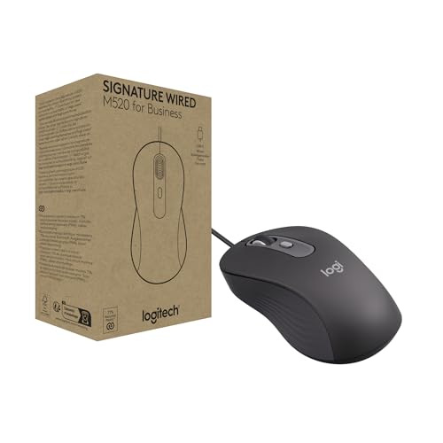 Logitech Signature Wired M520 For Business, Mouse Ottico Con Cavo, Usb-C Plug-And-Play, Windows/Mac/Chrome/Pc/Laptop - Graphite