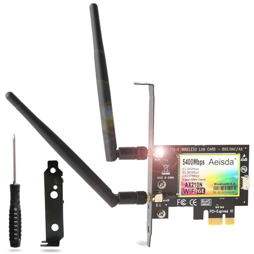 Scheda Wifi 6E Pcie 5400Mbps Con Bluetooth 5.3, Wi-Fi 6E Ax210 Chipset, Aeisda Tri-Bande (6Ghz/5Ghz/2.4Ghz) Scheda Di Rete Wireless Pci Express Adatta