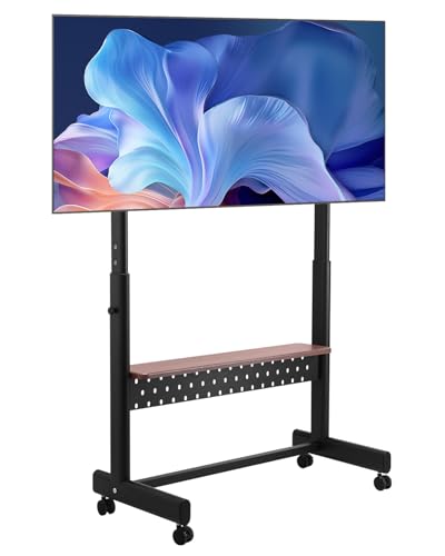 Vevor Carrello Porta Tv Con Rotelle Per Schermo Da 1397-2540 Mm, Supporto Per Monitor Altezza Regolabile Carico Ripiano Max. 92,99 Kg, Telaio Porta Tv