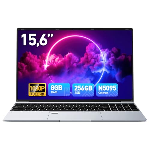 Tuonoyee Pc Portatile 15,6 Pollici Win11 Computer Portatile, 8Gb Ram 256Gb Ssd, Processore Celeron N5095 Quad-Core, Tastiera Retroilluminata,Sblocco C