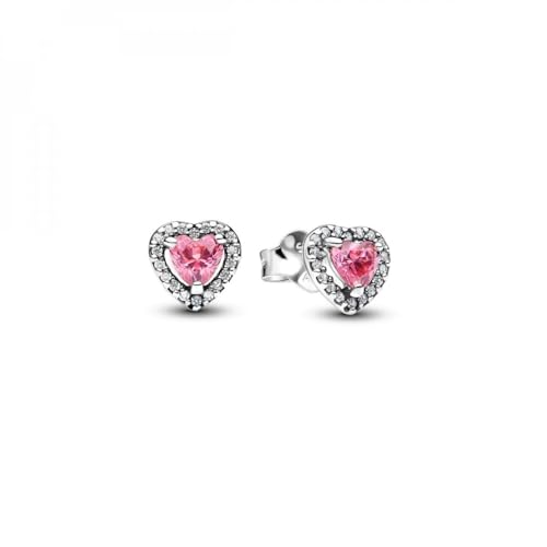 Pandora Timeless 298427C02 Boucles D'Oreilles En Forme De Cœur Rose En Argent Sterling Avec Zircone, 3,5X6,8X7 Mm, Argent Sterling, Zircone Cubique