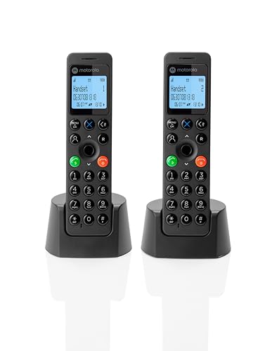Motorola Voice - Dot202 Twin Pack, Telefono Cordless Digitale, Altoparlante Vivavoce, Blocco Chiamate, 100 Contatti Con Nome E Rubrica, Nero