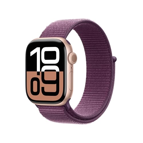 Apple Watch Series 10 Gps - 42Mm - Boîtier Rose Gold Aluminium - Bracelet Plum Sport Loop