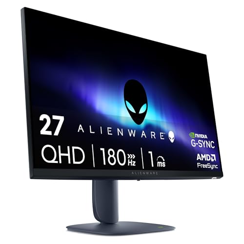 Alienware 27 Monitor Gaming - Aw2725Dm, Qhd (2560X1440), 180Hz, Fast Ips, 1Ms, Nvidia G-Sync Compatible, Amd Freesync, 95% Dci-P3, Hdr400, Displayport
