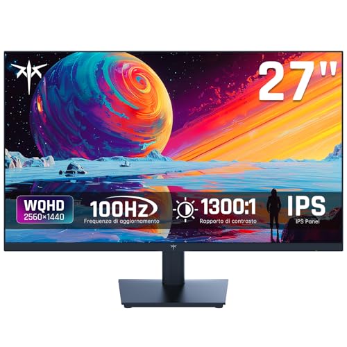 Ktc Monitor 27 Pollici, Qhd 100Hz (120Hz Oc) Schermo Pc - Pannello Ips, Schermo Anti Luce Blu, 96% Dci-P3, 126% Srgb, 350 Cd/M², Supporto Free Sync E