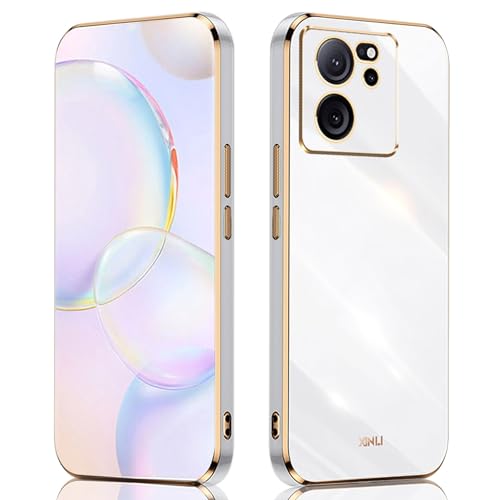 Iling Cover Per Xiaomi 13T 5G / Xiaomi 13T Pro 5G, Semplice Tinta Unita Retro Elettrolitico Bordo Oro Design Morbido Tpu Antiurto Protettiva Ultrasott