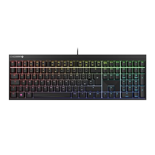Cherry Mx 2.0S, Tastiera Meccanica Da Gioco Con Illuminazione Rgb, Layout Uk Qwerty, Cablata, Progettata In Germania, Interruttori Mx2A Red, Nero, Lay
