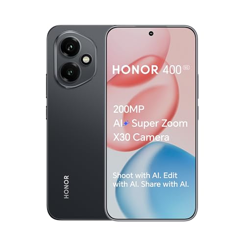 Honor 400 Fotocamera 200 Mp, Display Amoled 6.55 Pollici, 5300Mah, Qualcomm Snapdragon 7 Gen3, Android 15, 8Gb + 256Gb, Midnight Black