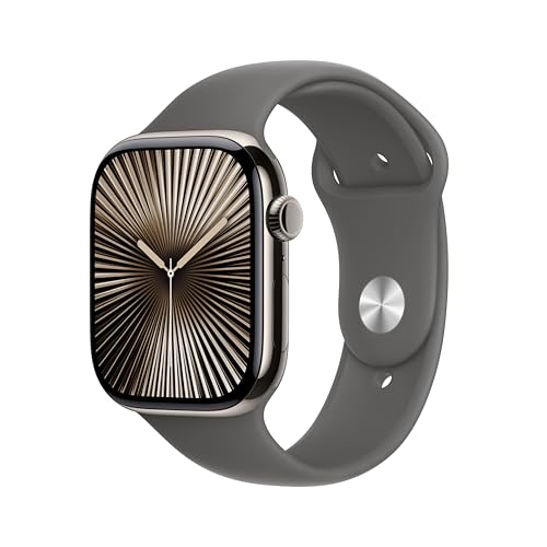 Apple Watch Series 10 Gps + Cellular - 46Mm - Boîtier Natural Titanium - Bracelet Stone Grey Sport Band - S/M