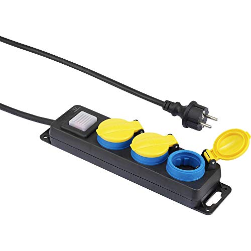 Renkforce 350E-Cmb Ciabatta Elettrica Con Interruttore, 3 Prese, Nero, Giallo, Blu, Contatto Di Protezione, 1 Pezzo