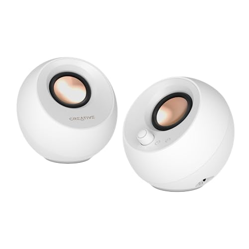 Creative Pebble Pro (Bianca) Altoparlanti Per Computer 2.0 Usb-C Con Bluetooth 5.3 E Illuminazione Rgb Personalizzabile, Audio Usb E Porta Per Cuffie/