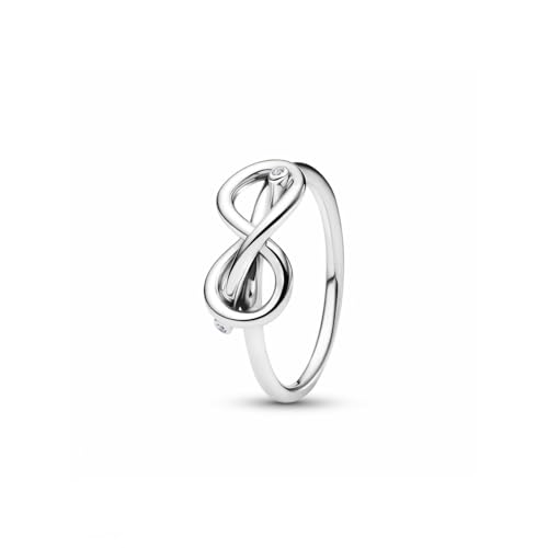 Pandora Moments 193759C01-52 Bague Nœud Infini En Argent Sterling Avec Oxyde De Zirconium Taille 52, Argent Sterling, Zircone Cubique