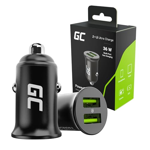 Green Cell Caricabatteria Da Auto, 2 X Usb 36 W, 2 Porte, Presa Accendisigari, Usb, Adattatore Per Cellulare, Caricatore Per Auto, Caricatore Per Auto