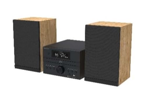 Micro-Chaîne Bluetooth - Thomson - Bois/Noir - Radio Fm/Cd/Mp3/Usb, 20W Rms, Tuner Fm Rds, Prise Casque, Télécommande, Alim.