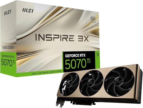 Msi Geforce Rtx 5070 Ti 16G Inspire 3X Oc Plus Scheda Video, 16Gb Gddr7, Pcie 5.0, Boost 2482 Mhz, 8960 Cuda Cores, Hdmi 2.1, Displayport 2.1 - Max. R