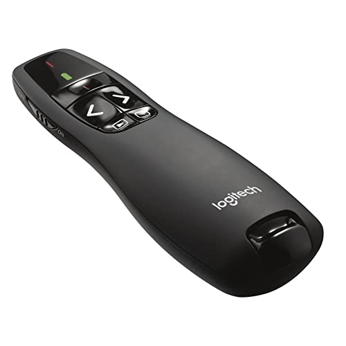 Logitech R400 Puntatore Laser Per Presentazioni Wireless, 2.4 Ghz E Bluetooth, Ricevitore Usb, Rosso, Portata 15 M, 6 Pulsanti, Controllo Intuitivo, I