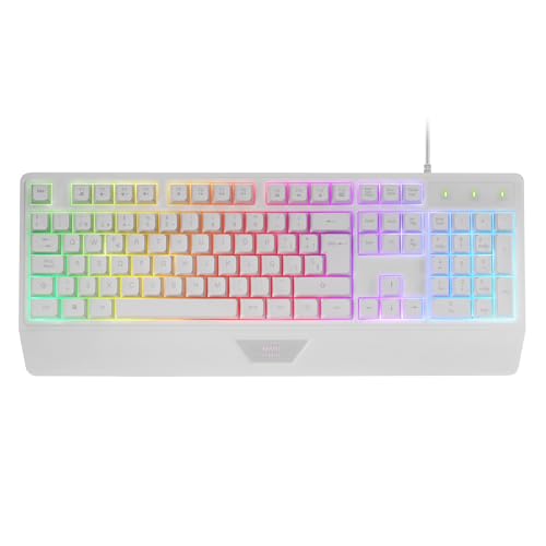 Mars Gaming Mk124, Tastiera Ergonomica H-Mech, Poggiapolsi Integrato, Illuminazione Frgb Rainbow, Tastiera Gaming Antighosting Avanzata, Tastiera Pc C