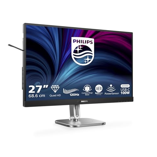 Philips 27B2U4601 - Monitor Quad Hd Da 27 Pollici, Altezza Regolabile 150 Mm, Altoparlanti (2560 X 1440, 120 Hz, 1 X Hdmi 2.0, 1 X Dp 1.2, 1 X Uscita