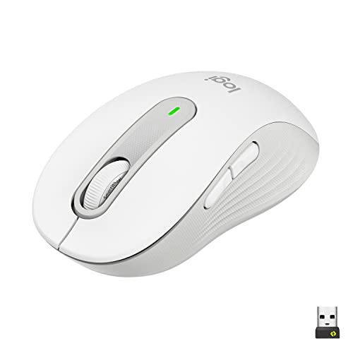 Logitech Signature M650 L For Business, Mouse Wireless Per Mani Grandi, Logi Bolt, Bluetooth, Smartwheel - Bianco