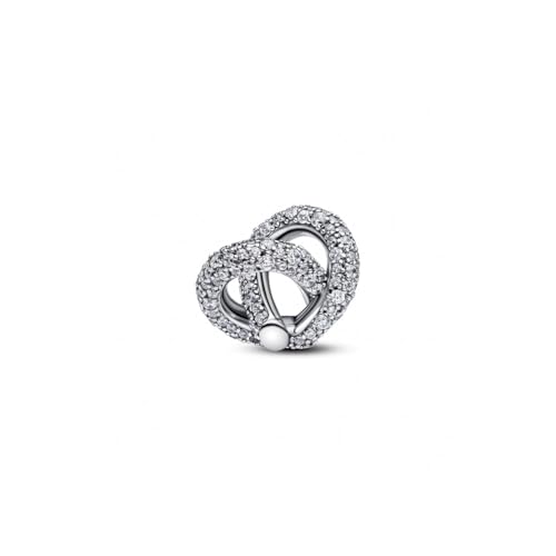 Pandora Moments 793771C01 Breloque En Forme De Cœur Avec Nœud Infini En Argent Sterling Avec Zircone Compatible Avec Les Bracelets Moments, 12X11,9X13