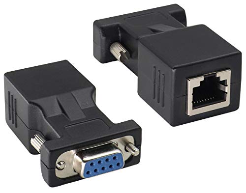 Aaotokk Db9 To Rj45 Extender Db9 9Pin Serial Female & Male To Rj45 Ethernet Lan Network For Multimedia Video And Extended Transmission Distance Adapte