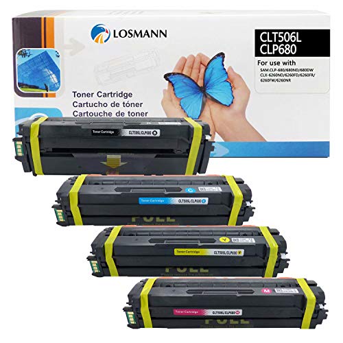 Losmann 4X Toner Compatibile Per Samsung Clt-506L Clt-K506L C506L M506L Y506L Per Samsung Clp-680 Clp-680Dw Clp-680Nd Clx-6260Fd 6260Fr Clx-6260Fw Clx