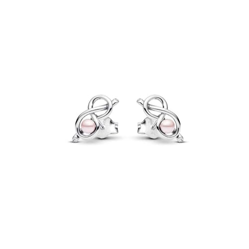 Pandora Moments 293761C01 Boucles D'Oreilles Nœud Infini En Argent Sterling Avec Zircone, 5,1X5,6X13,5 Mm, Argent Sterling, Zircone Cubique