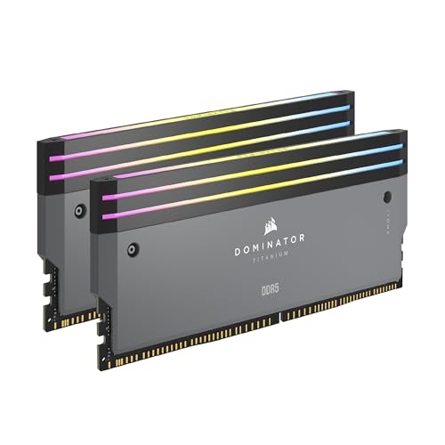 Corsair Dominator Titanium Ddr5 Rgb Kit Di Potenziamento Della Luce – 2X Moduli – 0 Gb Ram – Corsair Compatibile Con Icue – Grigio