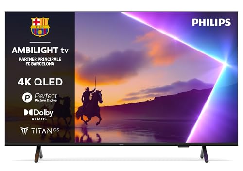 Philips Ambilight 55Pus8510 4K Qled Smart Tv - Display 55’’ Con Piattaforma Titan Os, Pixel Precise Ultra Hd E Dolby Atmos Sound - Funziona Con Alexa 