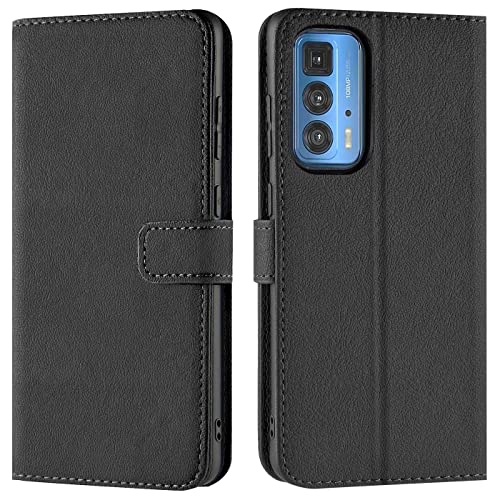 Verco Custodia Per Motorola Edge 20 Pro, Case Per Motorola Edge 20 Pro Cover Pu Pelle Portafoglio Protettiva, Nero