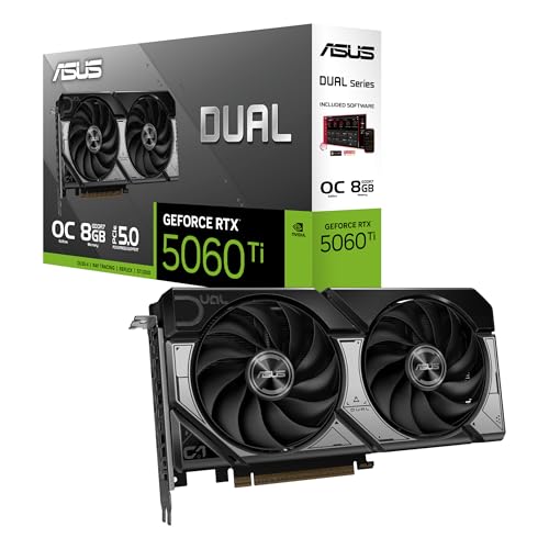 Asus Dual Nvidia Geforce Rtx 5060 Ti Oc Edition, Scheda Grafica Da 8 Gb Gddr7, 128 Bit, Pcie 5.0, 2,5 Ventole Axial-Tech, 1 Hdmi 2.1, 3 Displayport 2.