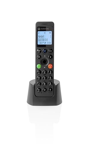 Motorola Voice - Telefono Cordless Digitale Dot201, Vivavoce, Blocco Chiamate, 100 Contatti Con Nome E Rubrica, Nero