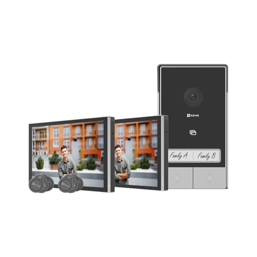 Ezviz Hp7 2K Citofono Bifamiliare, 2 Schermi, Wifi, 7'' Touch Screen A Colori, Campanello Video 2 Fili, Rilevamento Persone, Wi-Fi Dual Band Connesso 
