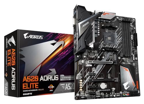Gigabyte Scheda Madre A520 Aorus Elite - Supporta Cpu Amd Ryzen Serie 5000 Am4, Vrm Digitale Puro A 5+3 Fasi, Fino A 4733Mhz Ddr4 (Oc), Pcie 3.0 X4 M.