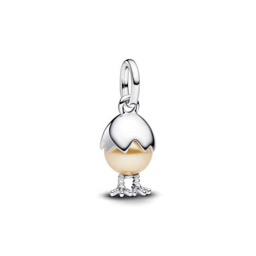 Pandora Moments 793748C01 Breloque En Forme D'Œuf De Pâques En Argent Sterling Avec Perle De Cristal Synthétique Compatible Avec Les Bracelets Me & Mo