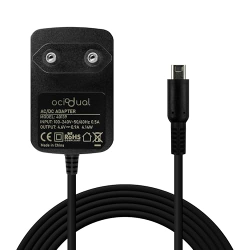 Ociodual Caricabatterie Compatibile Con Console 3Ds/3Ds Xl/2Ds/2Ds Xl/Dsi/Dsi Xl/Nuove Console 3Ds Adattatore Di Alimentazione Ca Da Parete Ue, Alimen