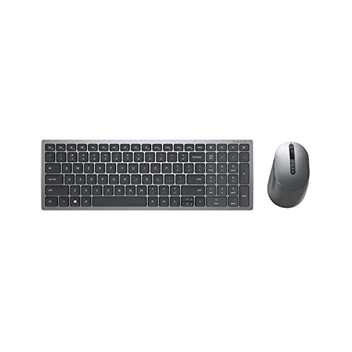 Dell Keyboard And Mouse Km7120W Wireless, 2.4 Ghz, Bluetooth 5.0, Keyboard Layout Russian, Titan Gray