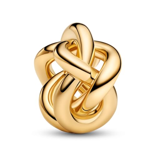 Pandora Moments 793755C01 Breloque Nœud Infini En Argent Sterling Plaqué Or 14 Carats Compatible Avec Les Bracelets Moments, 13,3X12,5X7,7 Mm, Argent 