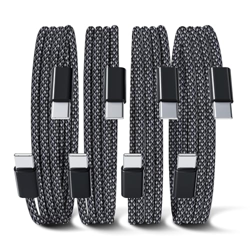 Yish Cavo Usb C To Usb C 60W：[0.5M+1M+1M+2M] Pd3.0 Cavo Usb Type C To Type C Ricarica Rapida 4Pezzi Nylon Intrecciato Cavo Tipo C-C Filo Caricatore Pe