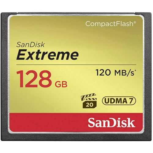 Sandisk Extreme 128 Gb Udma7 Compactflash Card - Black/Gold