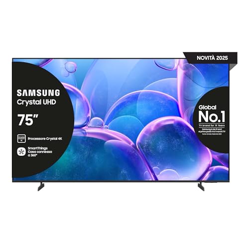 Samsung Smart Tv 75'' Ue75U7000Fuxzt Crystal Uhd 4K, Crystal 4K Processor, Hdr, Smart Experience, Ots Lite & Adaptive Sound, Metal Stream Design, 2025
