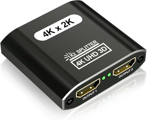 Splitter Hdmi 1 In 2 Out：Alluminio 4K Sdoppiatore Hdmi 1 Ingresso 2 Uscite Per Doppio Monitor - 1 Sorgente A 2 Display Specchio Duplicato Supporta 3D 