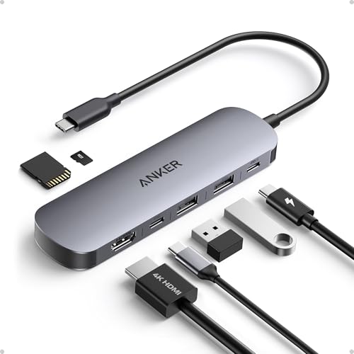 Anker Hub Usb C 7 In 1 100W, Adattatore Type C Multiporta Per Laptop, Splitter Usb Hdmi 4K60Hz, Potenza Massima 100W, 3Porte Tipo A/Tipo C 3.0, Scheda