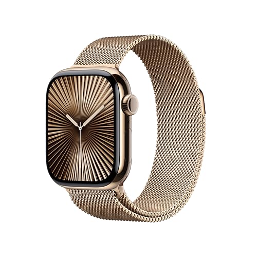 Apple Watch Series 10 Gps + Cellular 42 Mm Smartwatch Con Cassa In Titanio Color Oro E Cinturino Sport Loop Oro. Fitness Tracker, App Ecg, Display Ret